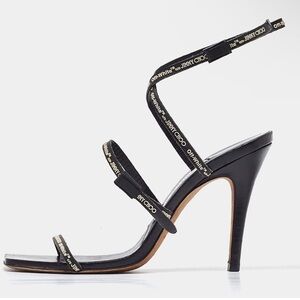Jimmy Choo X Off-White Black Leather Jane Sandals (LIMITED EDITION)